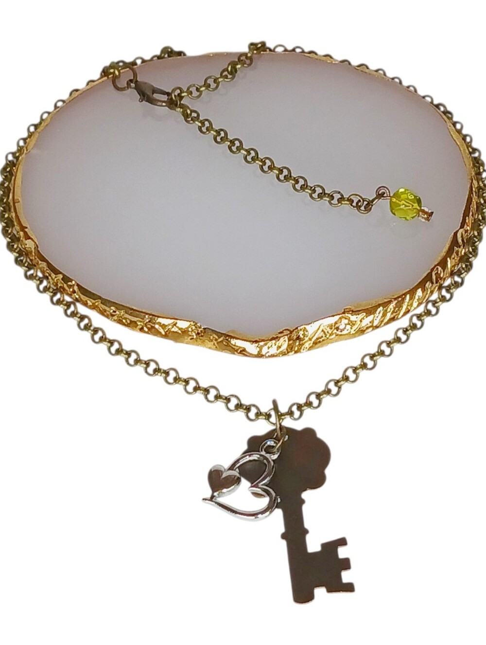 Enchanted Choker Key Heart Charm Necklace Whimsygoth Mixed Metals New Age Grunge